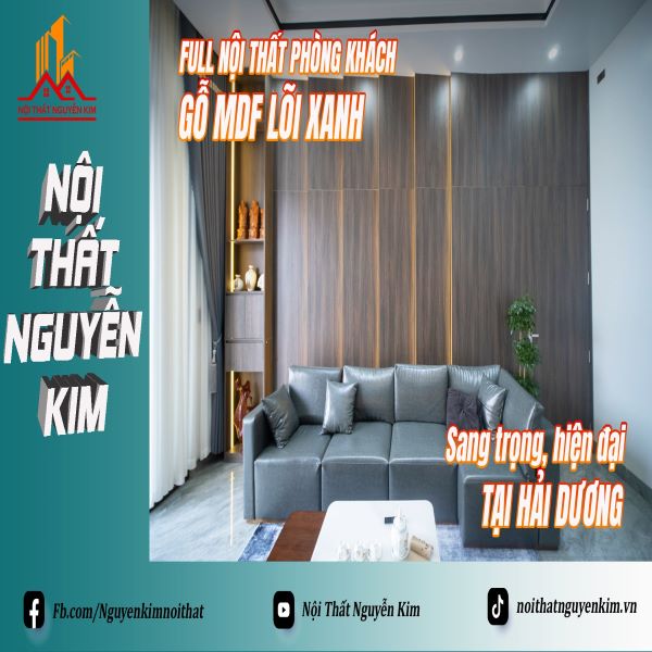 Ý tưởng thiết kế độc đáo cho Phòng khách có cửa đi vào phòng ngủ bởi Nội thất Nguyễn Kim