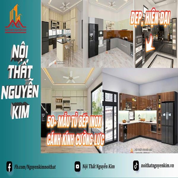 50+ mẫu tủ bếp inox cánh kính cường lực đẹp, hiện đại | Nội thất Nguyễn Kim