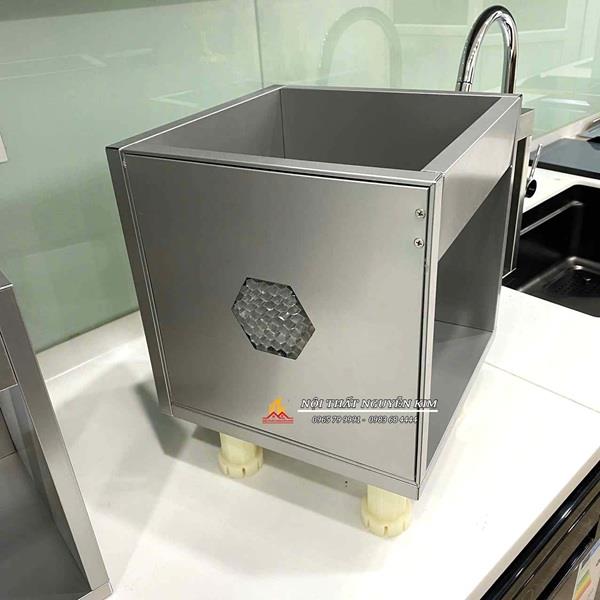 Tủ bếp inox 3 lớp hệ module - Inox vân caro cao cấp