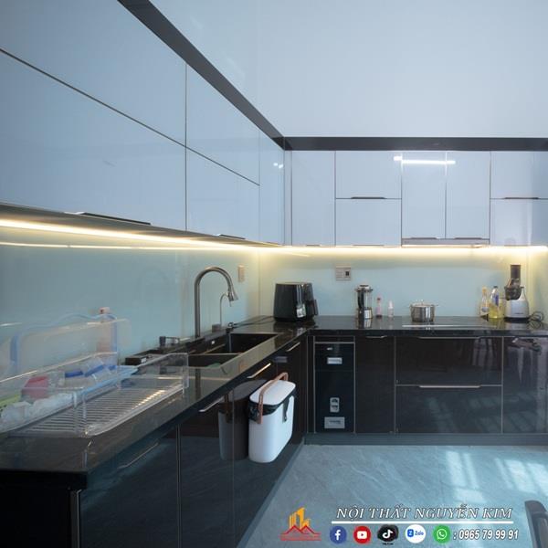 Đá kim sa đen Ấn Độ cho tủ bếp inox nhà anh Lĩnh, Cẩm Giàng, Hài Dương