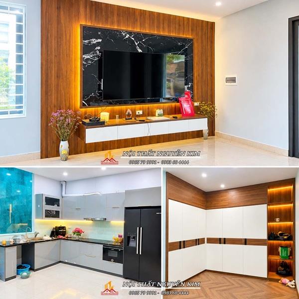 Thi công full nội thất gỗ MDF chống ẩm nhà ống gia đình anh Thắng, Thanh Trì