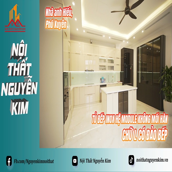 Tủ bếp inox 304 vân caro hệ module không mối hàn cao cấp trên thị trường hiện nay